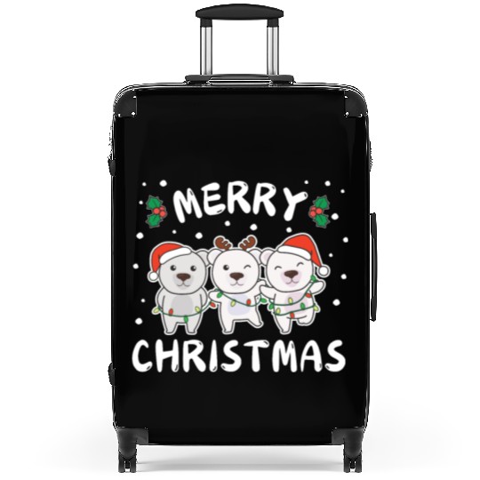 Merry Christmas Cute Polar Bear Festive Lights Suitcases