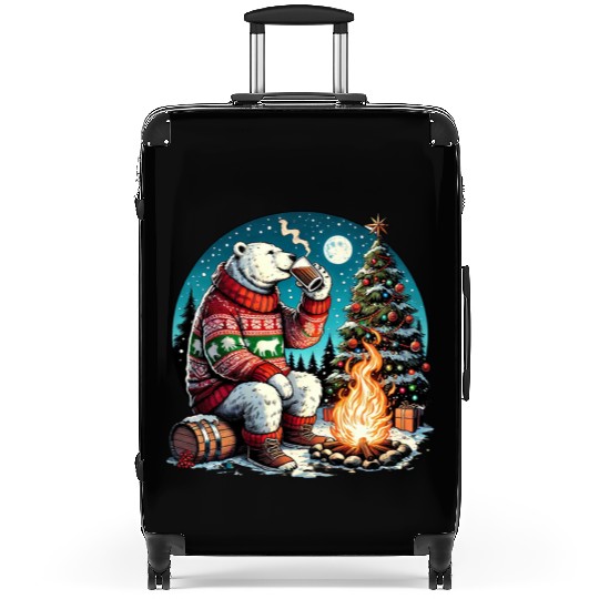 Cozy Christmas Polar Bear: Eggnog & Fireside Cheer Suitcases