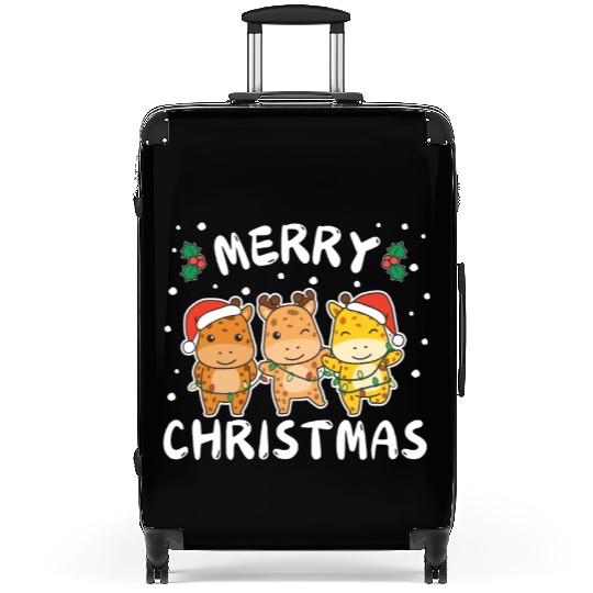 Merry Christmas Cute Giraffe Festive Lights Suitcases