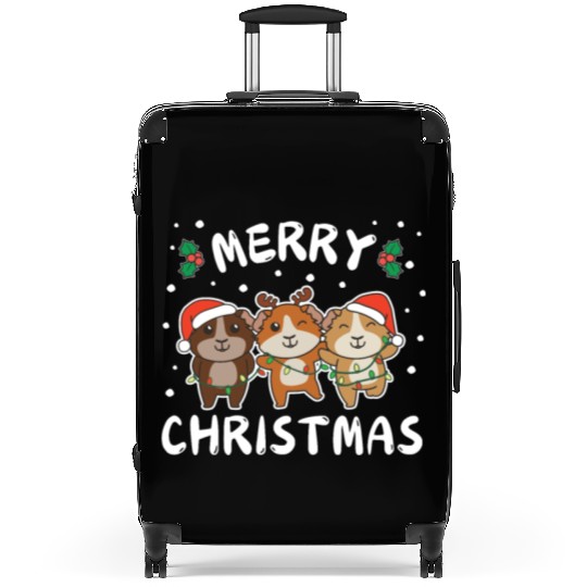 Merry Christmas Cute Guinea Pig Festive Lights Suitcases