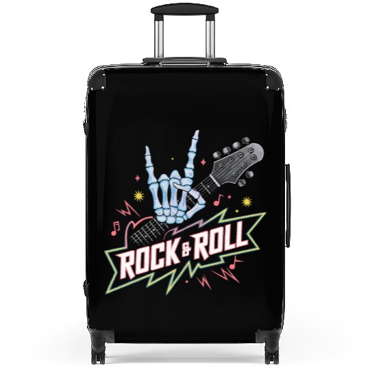 Skeleton Guitar Player Bones Guitarist Musician Suitcases