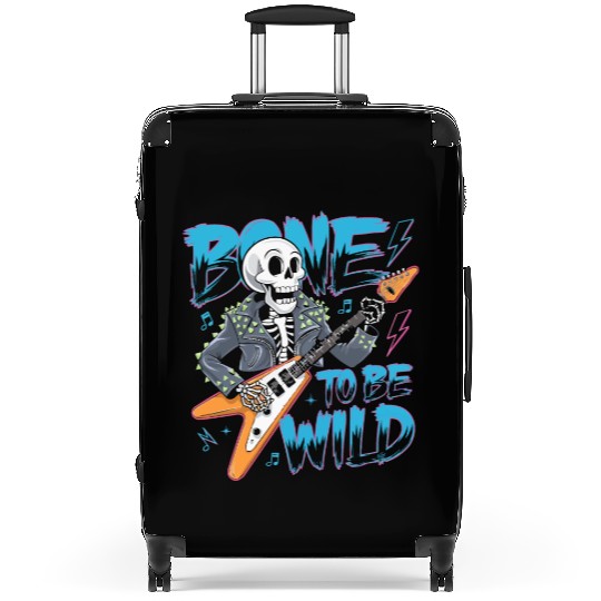 Skeleton Guitar Player Bones Guitarist Musician Suitcases