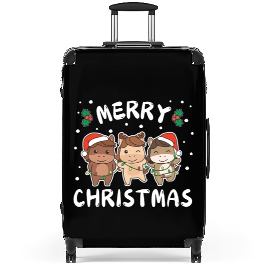 Merry Christmas Cute Horse Festive Lights Horse Suitcases