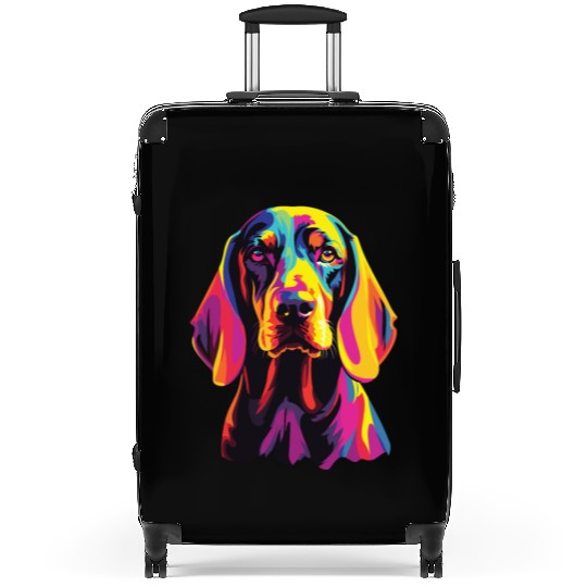 Watercolor Colorful Black And Tan Coonhound Suitcases