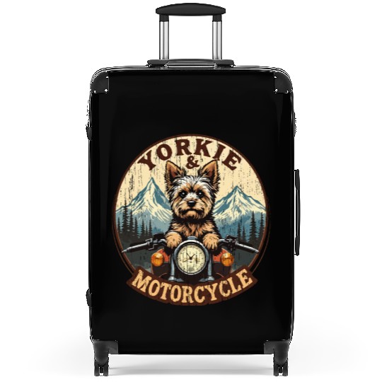 Retro Yorkie And Motorcycle Dog Lovers Funny Motor Suitcases