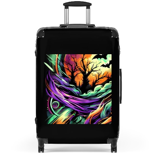 Suitcases Halloween Graffiti Design - Neon Abstract