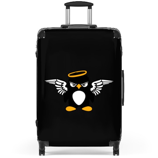 Evil Penguin Angel Wings Halo Holy Heaven Bad Mood Suitcases