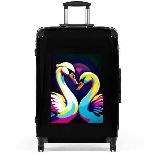 Couple of swans in love love heart Suitcases