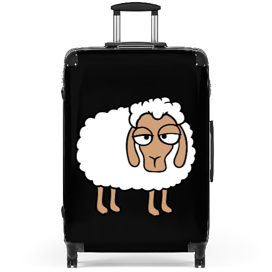 Sheep Tired Bored Look Little Sweet Lamb Bad Mood Suitcases