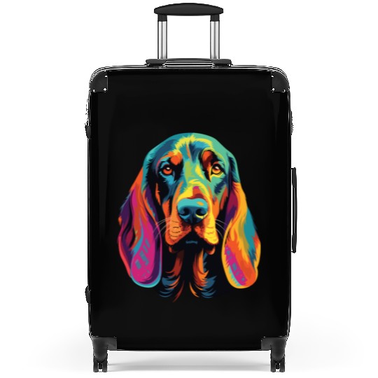 Watercolor Colorful Black And Tan Coonhound Suitcases