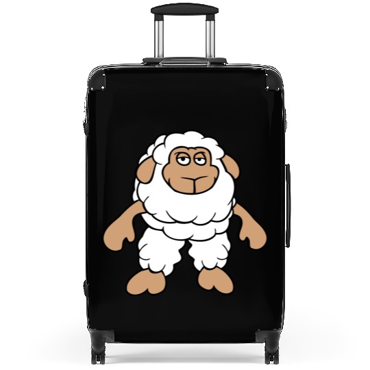 Sheep Standing Cool Bored Tired Cartoon Comic Cute Suitcases