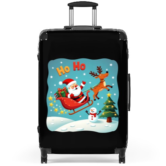 Santa Clause waving " HO-HO" Suitcases