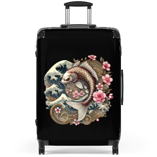Elegant Koi Fish and Cherry Blossom Design Suitcases