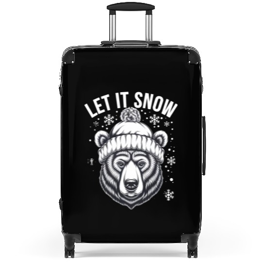 Let It Snow Bear Suitcases, Winter Bear Graphic Suitcases,