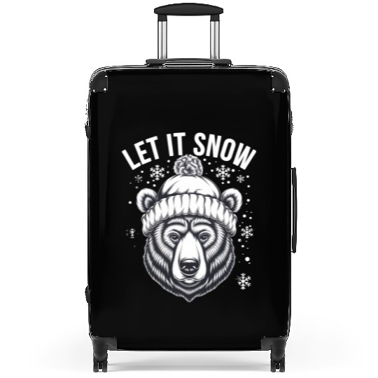 Let It Snow Bear Suitcases, Winter Bear Graphic Suitcases,