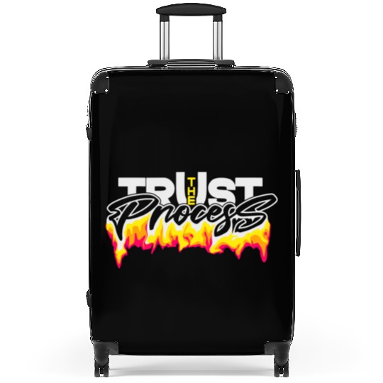 Trust the process typography design Suitcases