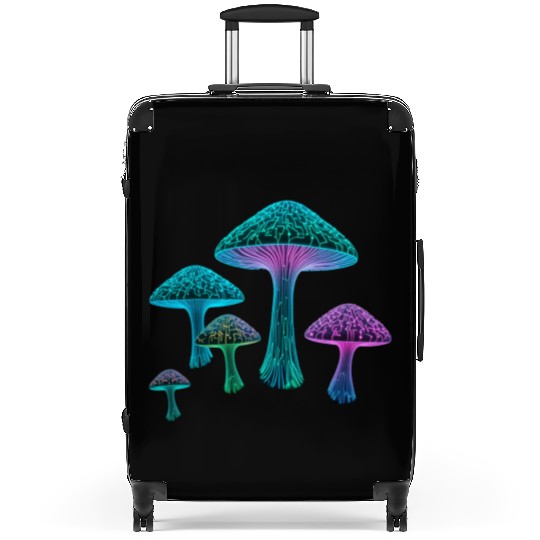 Psychedelic Neon Fungi Glow Suitcases