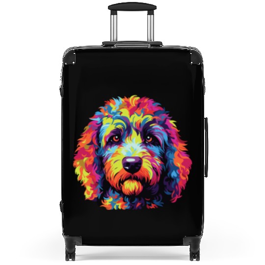 Watercolor Colorful Labradoodle Suitcases