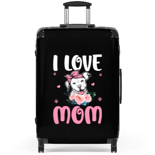 I Love Mom Pitbull Mom Tattoo Suitcases