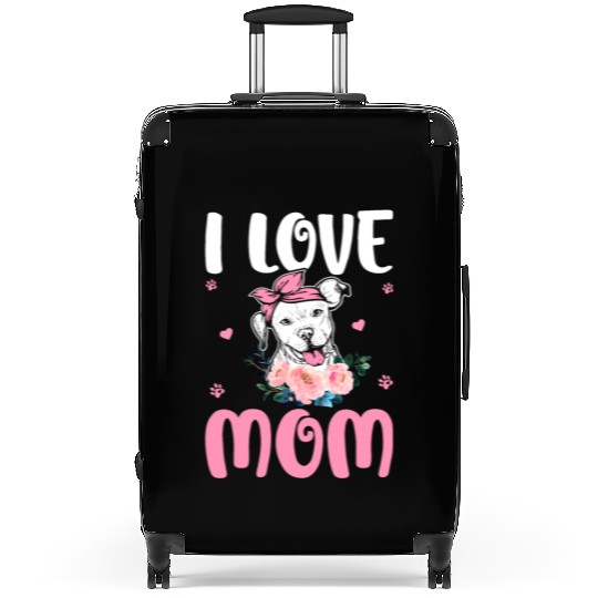 I Love Mom Pitbull Mom Tattoo Suitcases