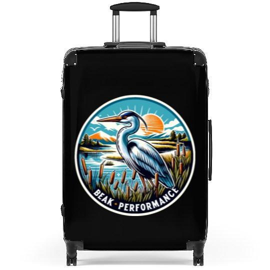 Great Blue Heron Beak Performance Retro Suitcases