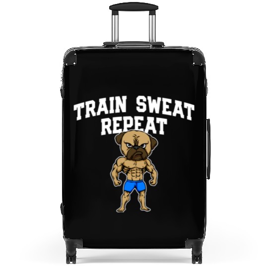 Train Sweat Repeat Funny Workout Humor Gym Sayings Suitcases