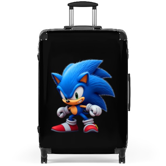 Angry Blue Hedgehog Suitcases