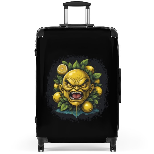 Angry Lemon Head with Realistic Details Suitcases