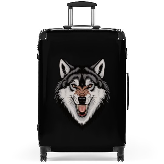 Angry wolf Suitcases