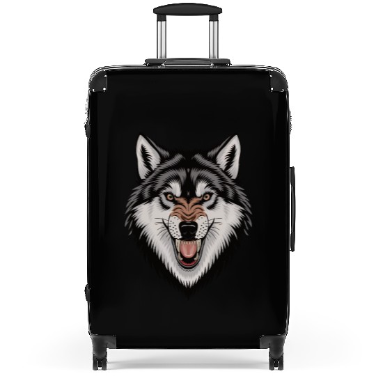 Angry wolf Suitcases