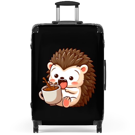 Hedgehog Caffeine Comic funny shocked hedgehog Suitcases