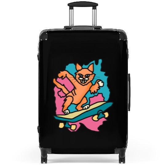 Street Retro Cat on Skateboard | Funny Suitcases