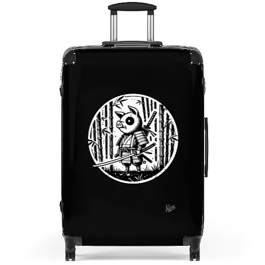 Pig Samurai in Bamboo Forest Suitcases