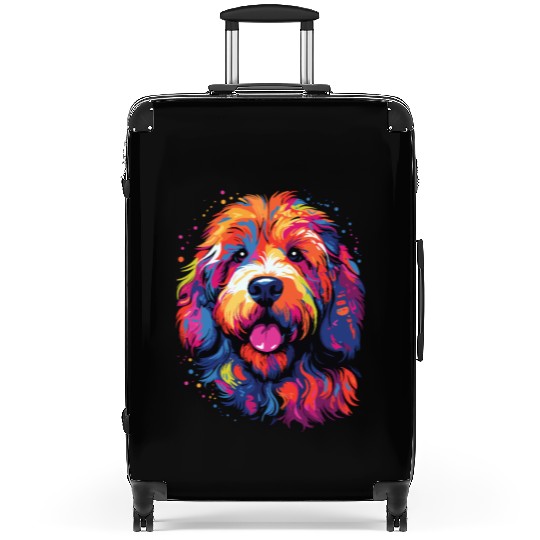 Watercolor Colorful Labradoodle Suitcases