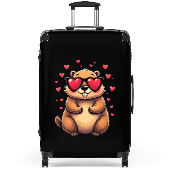 Groundhog Valentines day Animal Lovers Suitcases