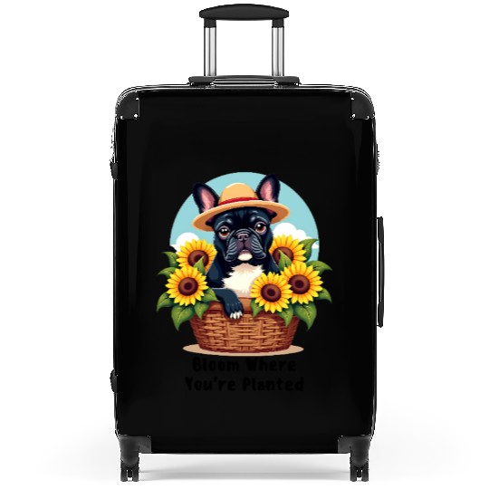 French Bulldog with Sunflowers Suitcases