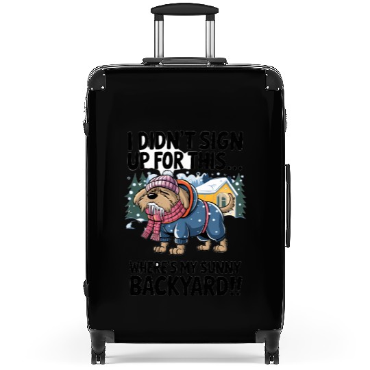 Funny Winter Dog Design - Shivering Pup in Snow - Suitcases