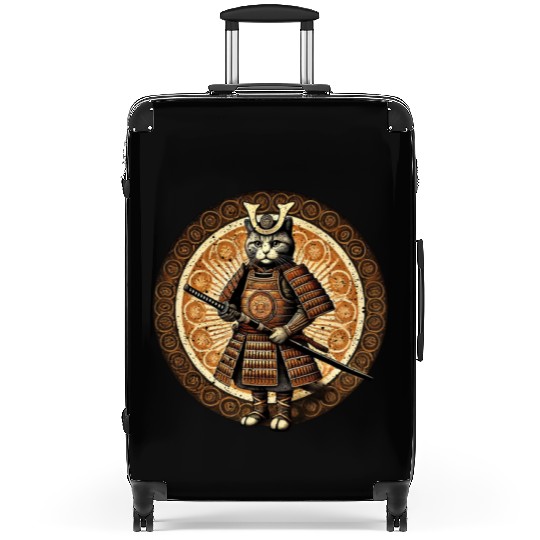 Japanese Samurai Cat Tattoo Kawaii Cat Art Anime Suitcases