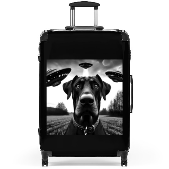 Doberman Pinscher2 Funny Graphic Selfie with UFO W Suitcases