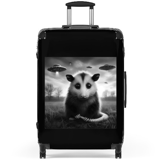 Opossum Funny Graphic Selfie with UFOs Weird Alien Suitcases