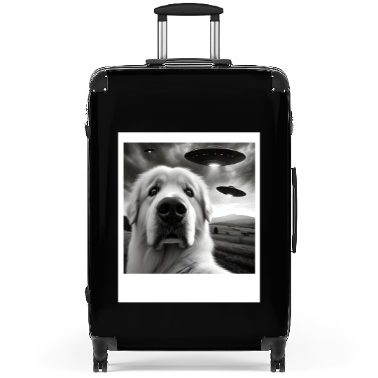 Great Pyrenees Funny Graphic Selfie with UFOs Weir Suitcases