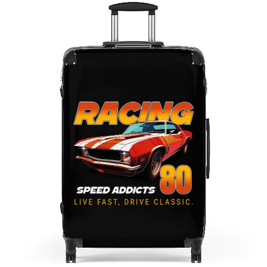 Racing Classic Car Graphic Suitcases, Retro Muscle Car