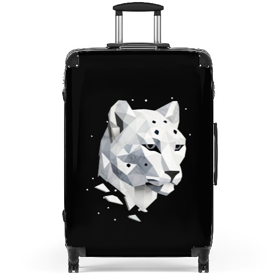 Geometric Snow Leopard - Elegance of the Wild Suitcases