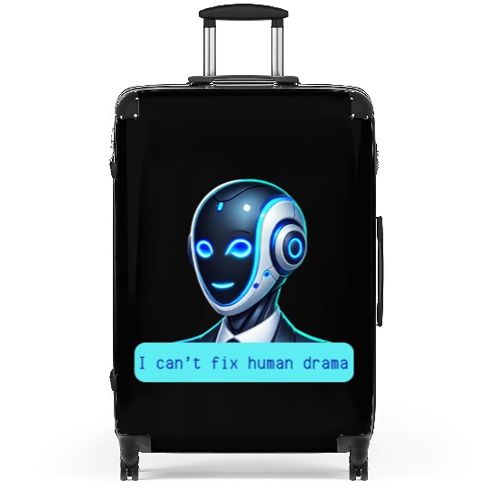I Can't Fix Human Drama Funny AI Robot Design Suitcases