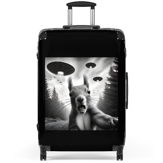 Squirrel Sci-Fi Funny Graphic Selfie with UFOs Wei Suitcases