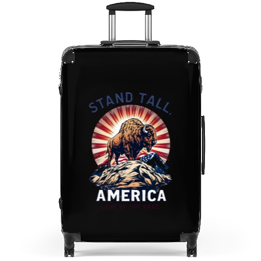 Stand Tall America Land Of The Free Buffalo Suitcases