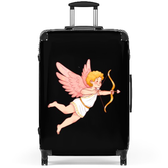 Cupid with Bow and Arrow. Suitcases