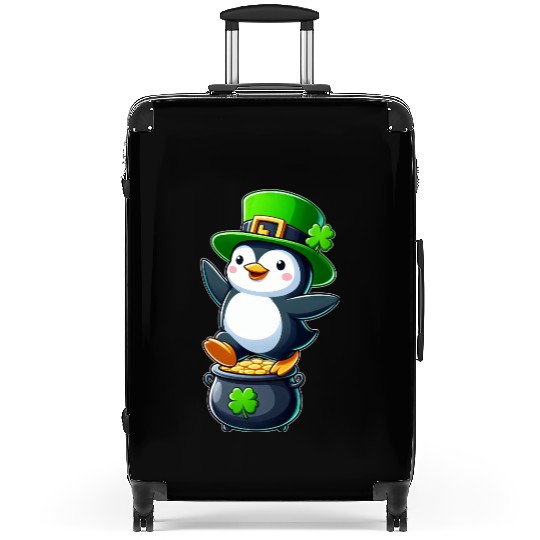 St. Patrick's Day penguin top hat clover Suitcases