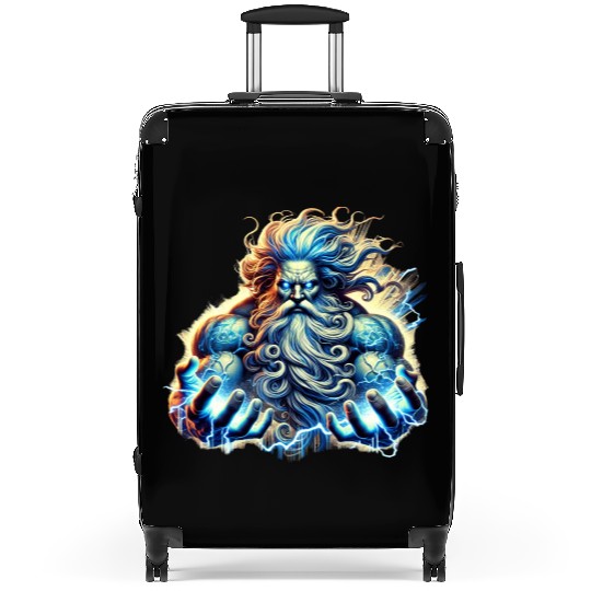 The Greek God Zeus with Lightning Suitcases