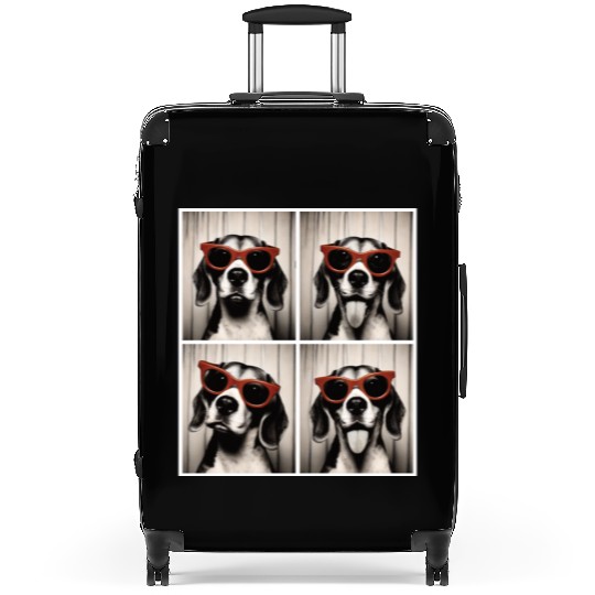 Photobooth Beagle with Red Sunglasses Suitcases